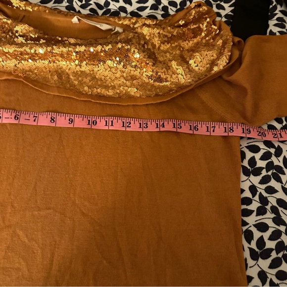 Soft Surroundings Soft Raven Sequin Off The Shoulder Sweater In Golden Brown M - Picture 12 of 13